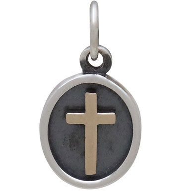 Sterling Silver & Bronze Cross Charm