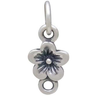 Sterling Silver Single Cherry Blossom Link 14x6mm