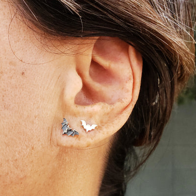 Tiny Flat Bat Post Earrings