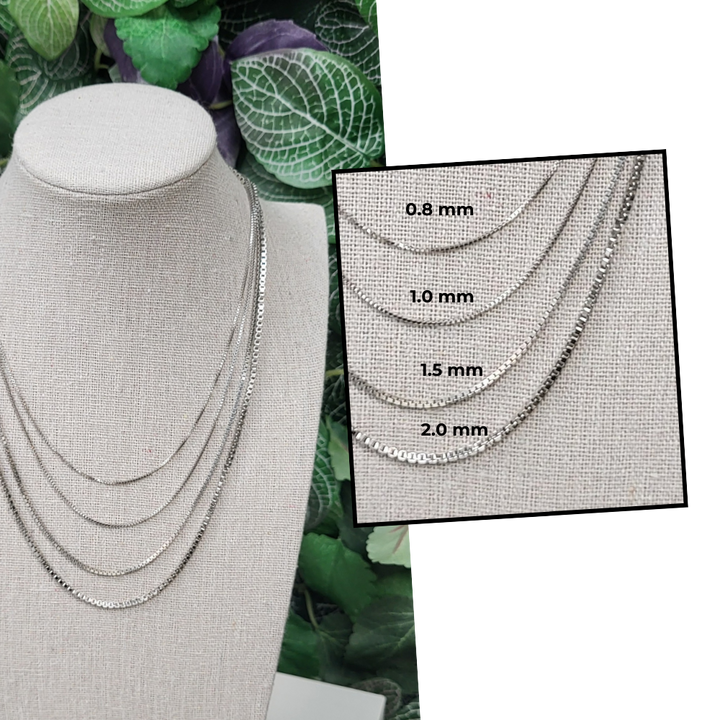 Medium 2mm Rhodium-Plated Silver Box Chain