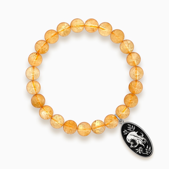 Gemstone Stacker Bracelet With Felis Mortem Charm