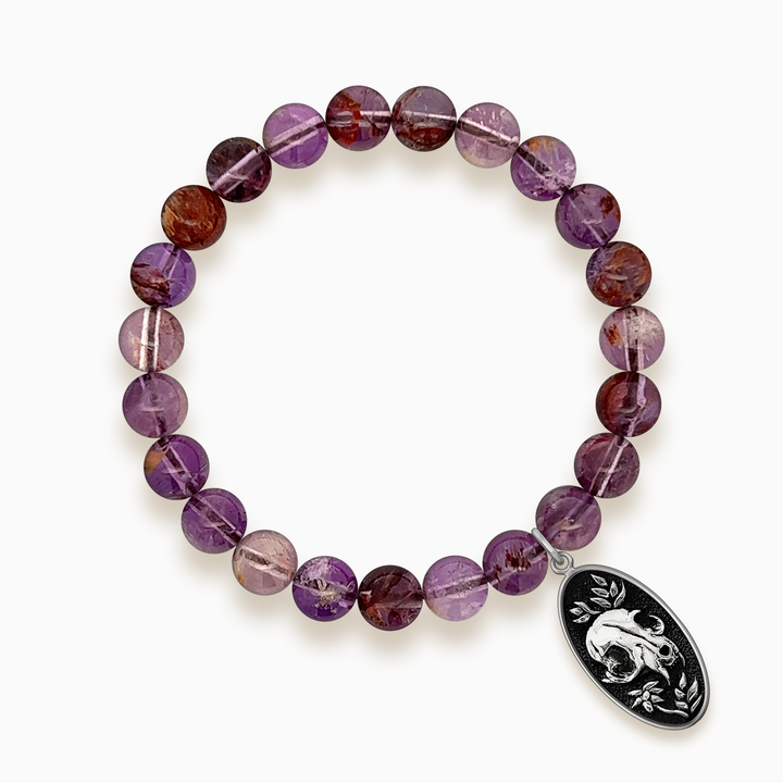 Gemstone Stacker Bracelet With Felis Mortem Charm