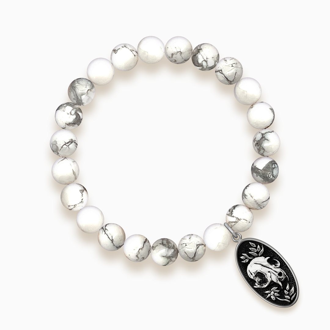 Gemstone Stacker Bracelet With Felis Mortem Charm