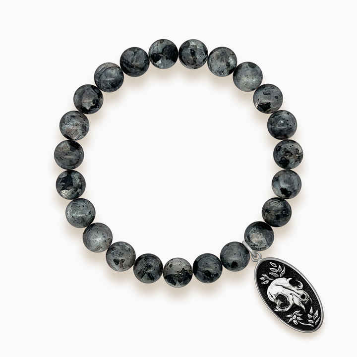 Gemstone Stacker Bracelet With Felis Mortem Charm