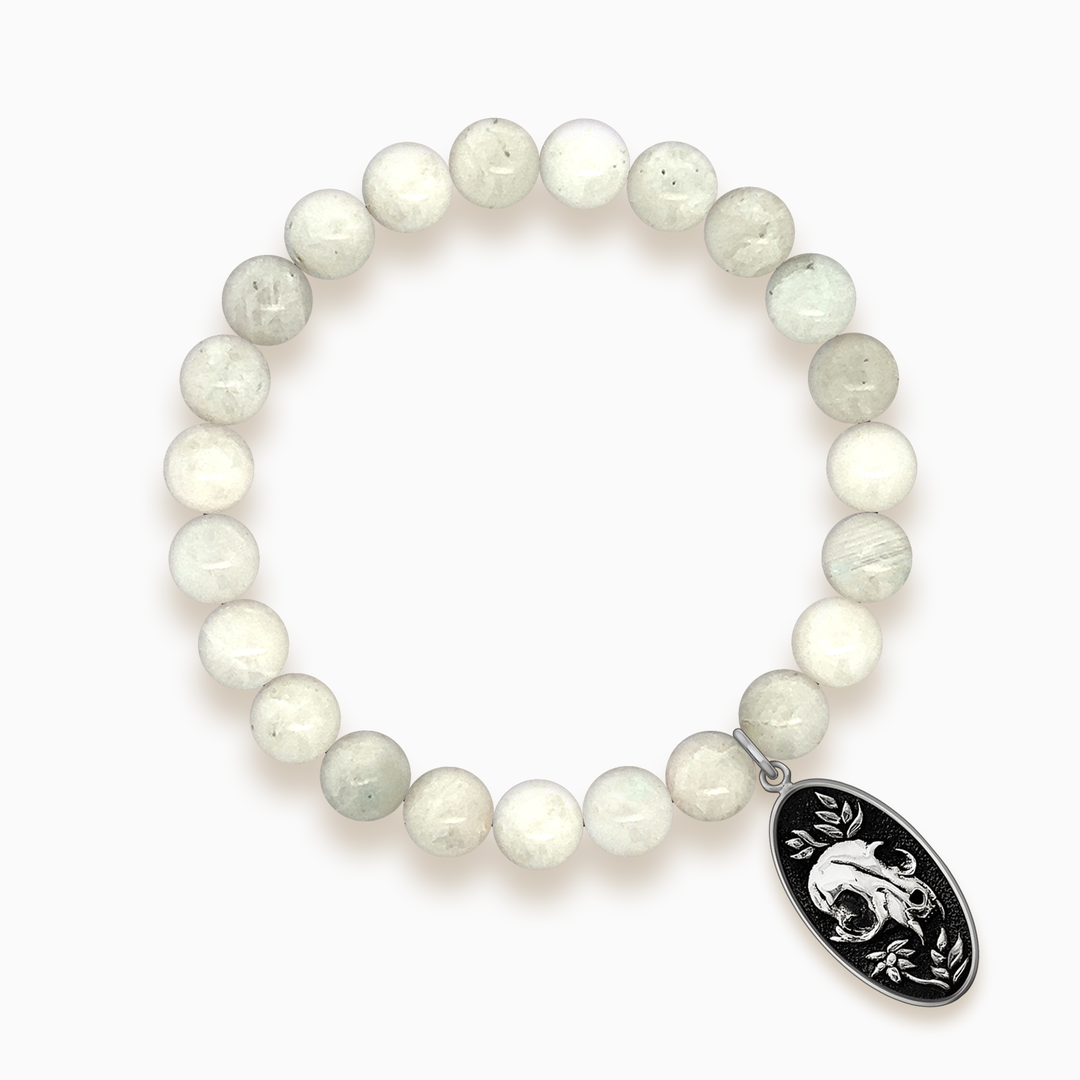 Gemstone Stacker Bracelet With Felis Mortem Charm