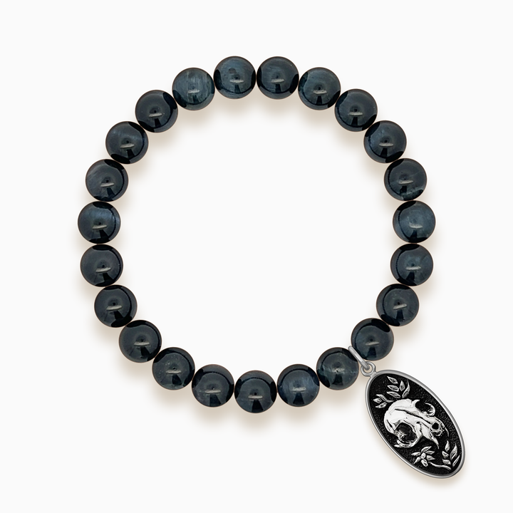 Gemstone Stacker Bracelet With Felis Mortem Charm