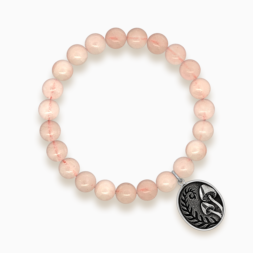 Gemstone Stacker Bracelet With Fern & Mushroom Charm