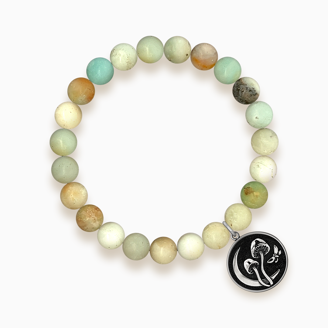 Gemstone Stacker Bracelet With Fungus Lunae Charm