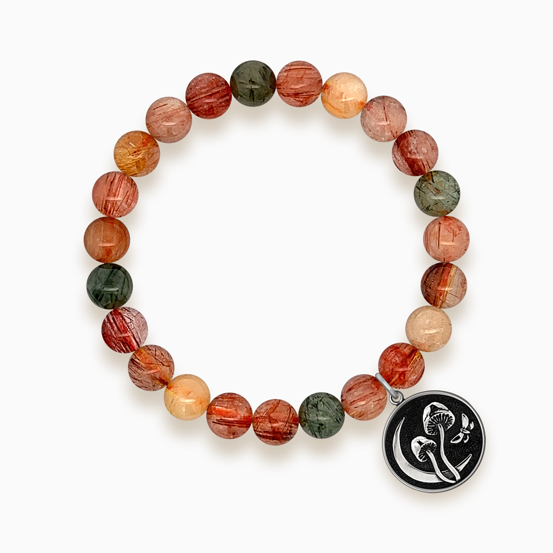 Gemstone Stacker Bracelet With Fungus Lunae Charm