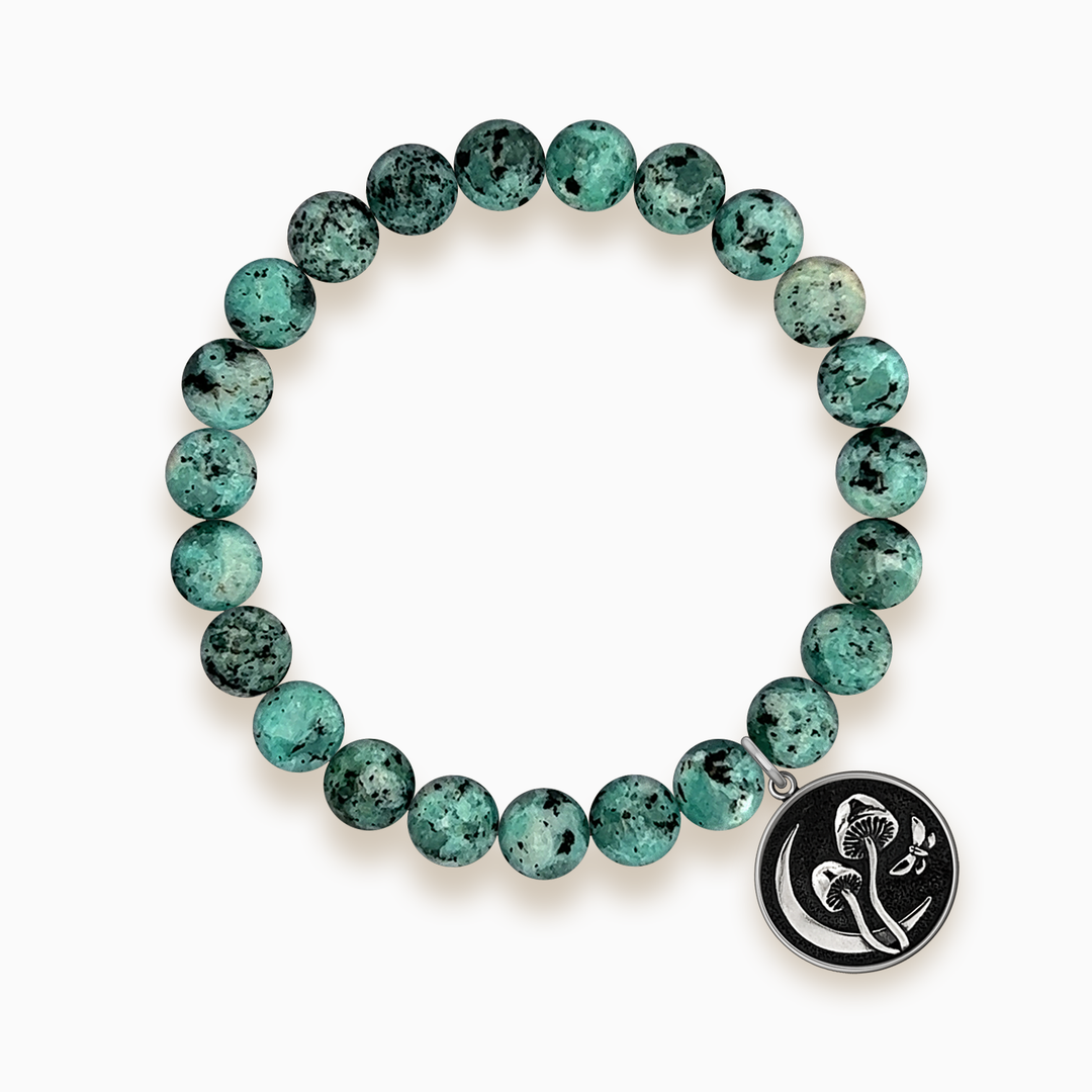 Gemstone Stacker Bracelet With Fungus Lunae Charm