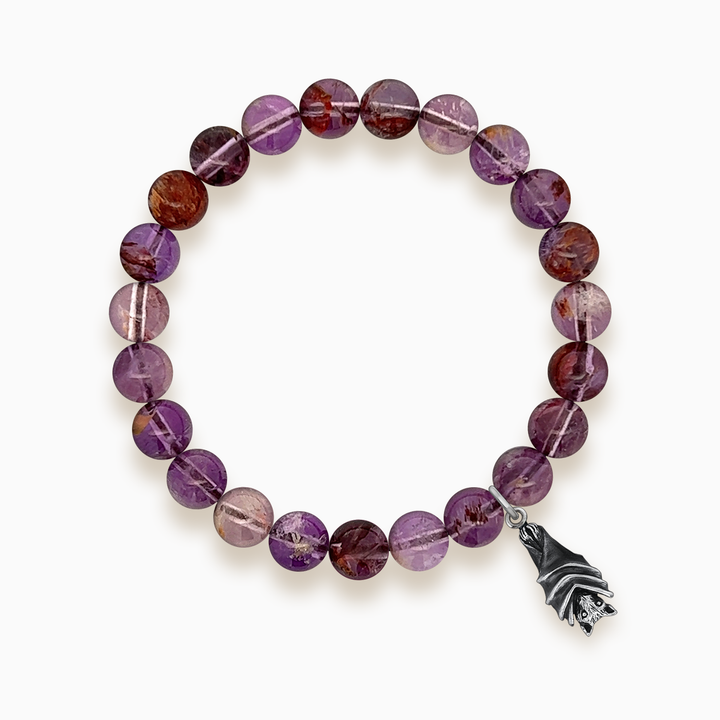 Gemstone Stacker Bracelet With Hanging Bat