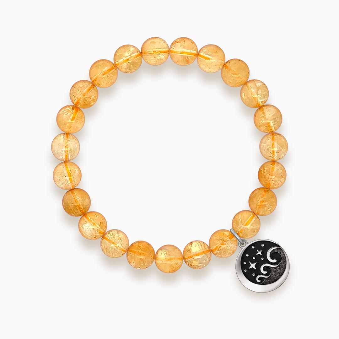 Gemstone Stacker Bracelet With Lunar Wave Charm