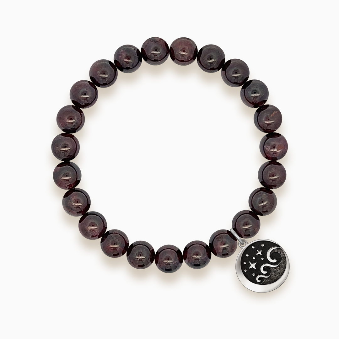 Gemstone Stacker Bracelet With Lunar Wave Charm