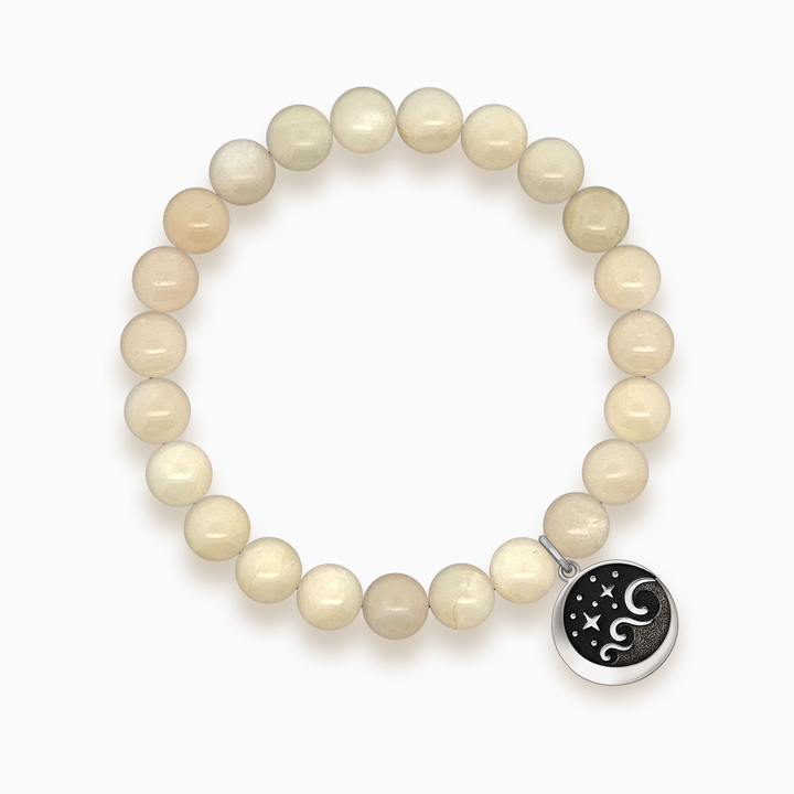 Gemstone Stacker Bracelet With Lunar Wave Charm