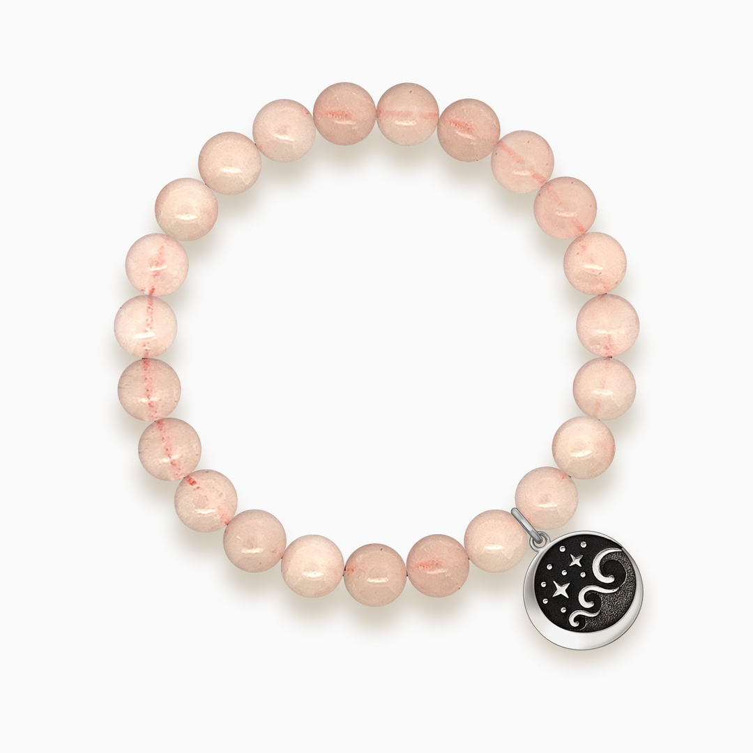 Gemstone Stacker Bracelet With Lunar Wave Charm