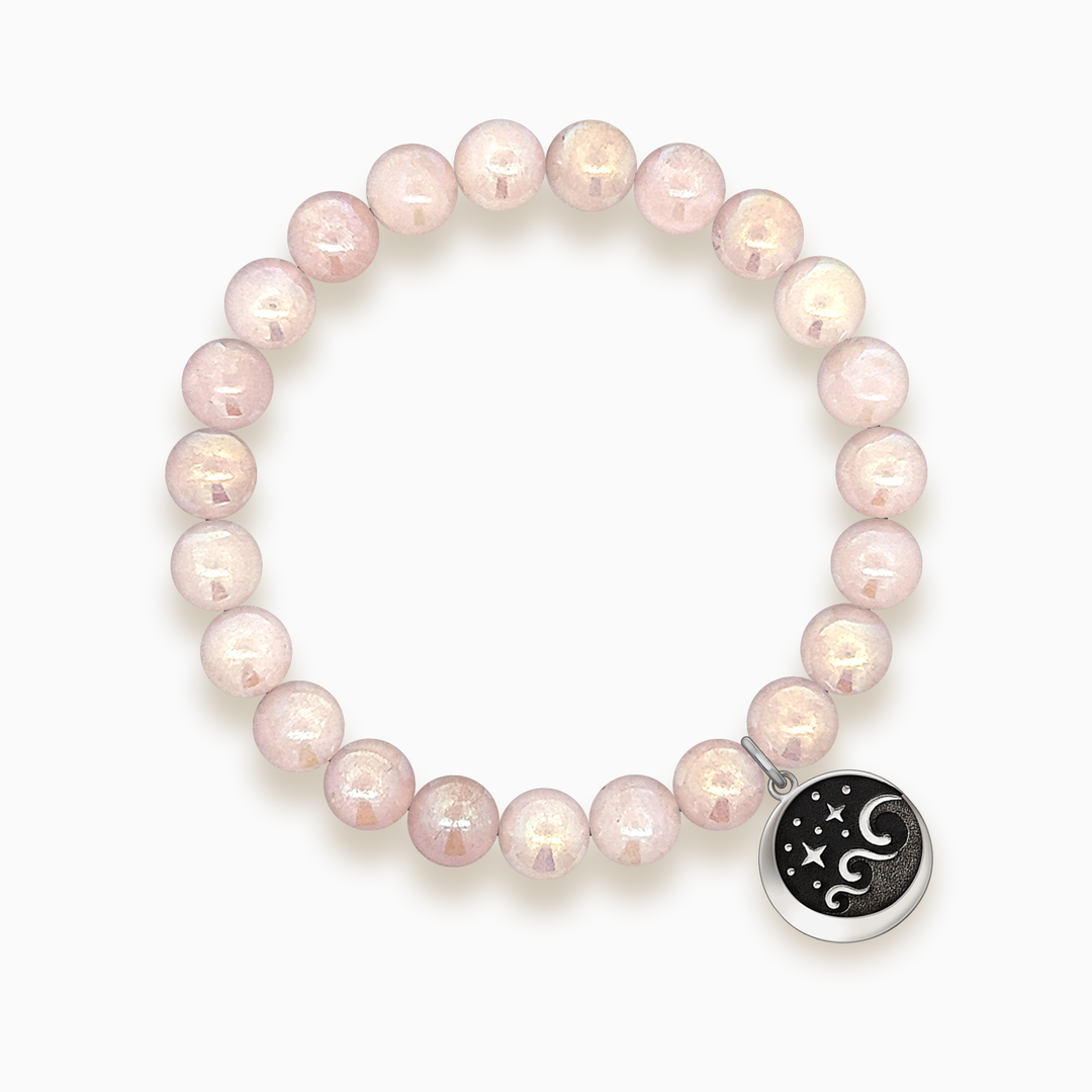 Gemstone Stacker Bracelet With Lunar Wave Charm