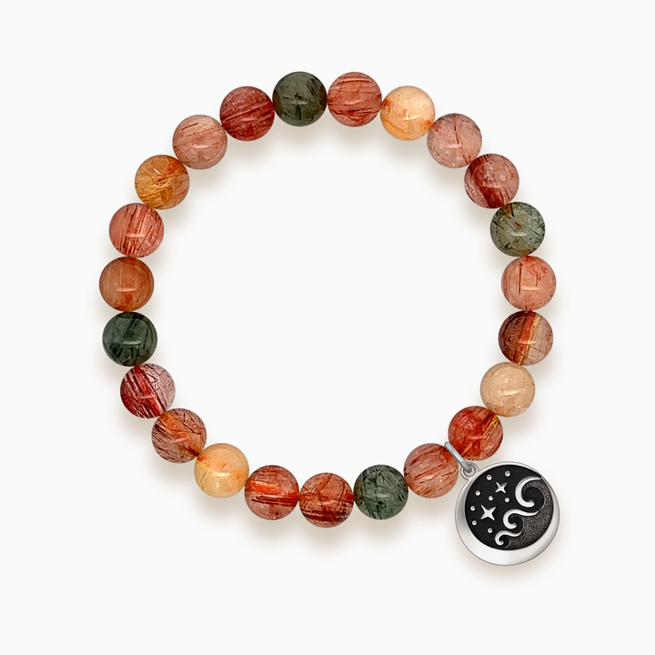 Gemstone Stacker Bracelet With Lunar Wave Charm