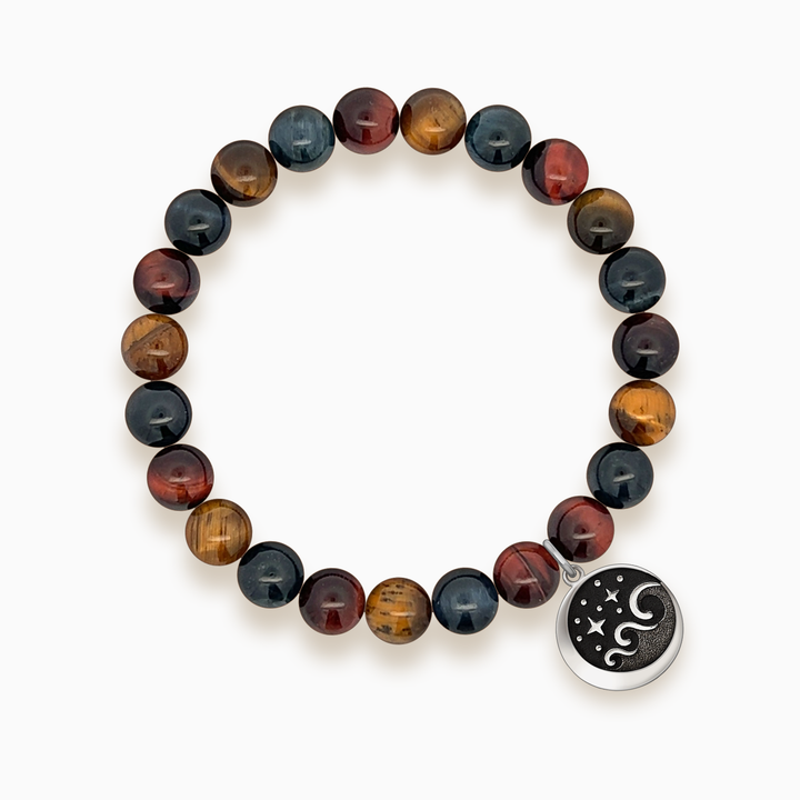 Gemstone Stacker Bracelet With Lunar Wave Charm