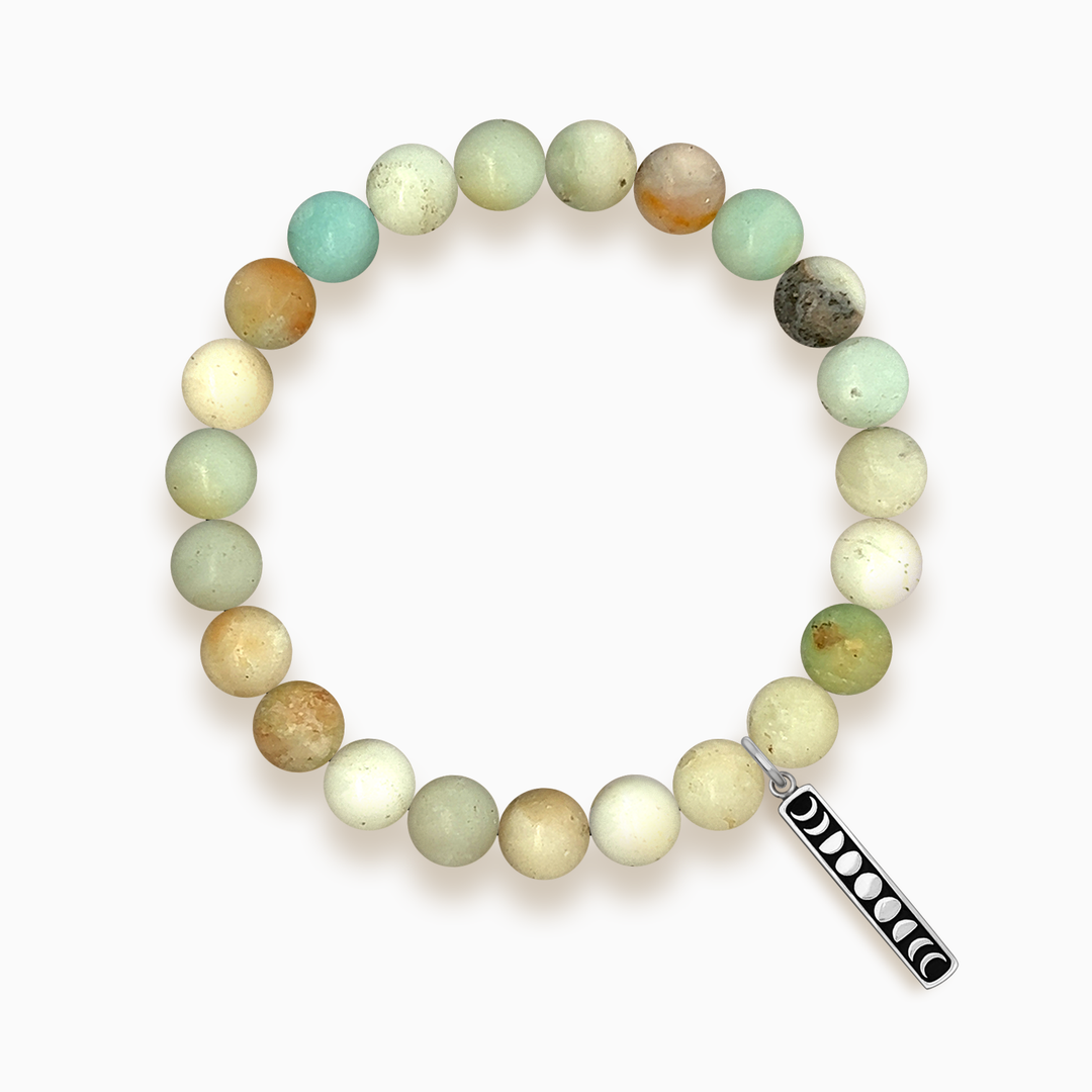 Gemstone Stacker Bracelet With Moon Phase Charm