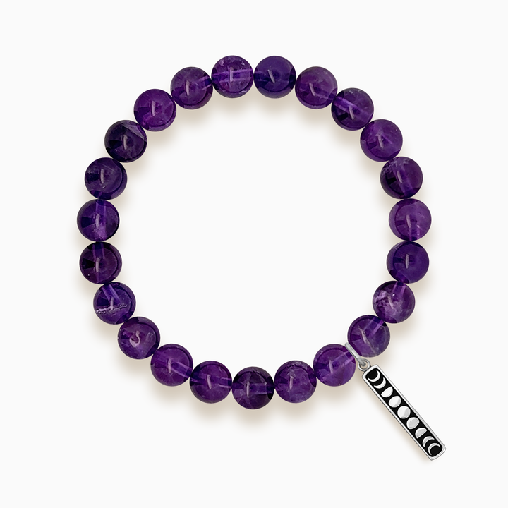 Gemstone Stacker Bracelet With Moon Phase Charm