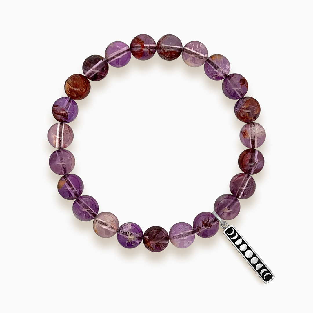 Gemstone Stacker Bracelet With Moon Phase Charm