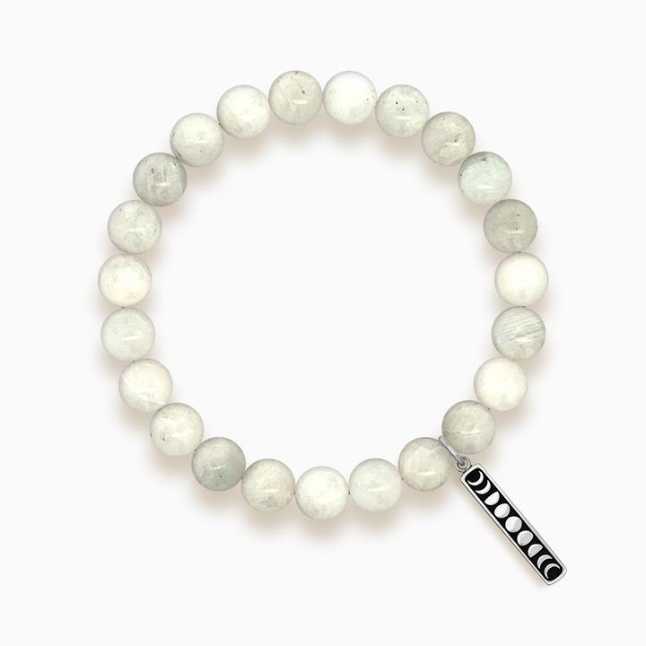 Gemstone Stacker Bracelet With Moon Phase Charm