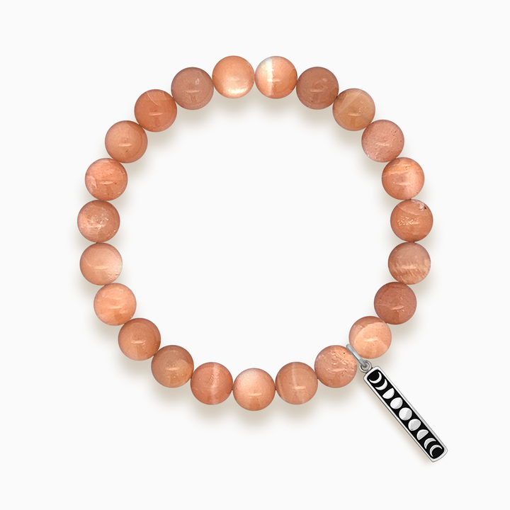 Gemstone Stacker Bracelet With Moon Phase Charm