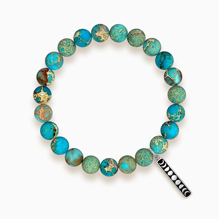 Gemstone Stacker Bracelet With Moon Phase Charm