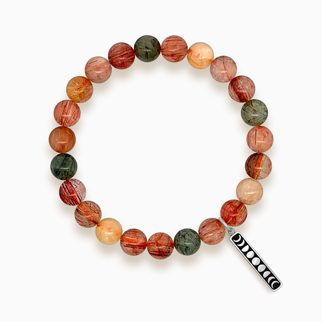 Gemstone Stacker Bracelet With Moon Phase Charm