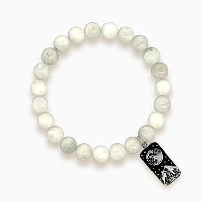 Gemstone Stacker Bracelet with Moon and Mountain Charm