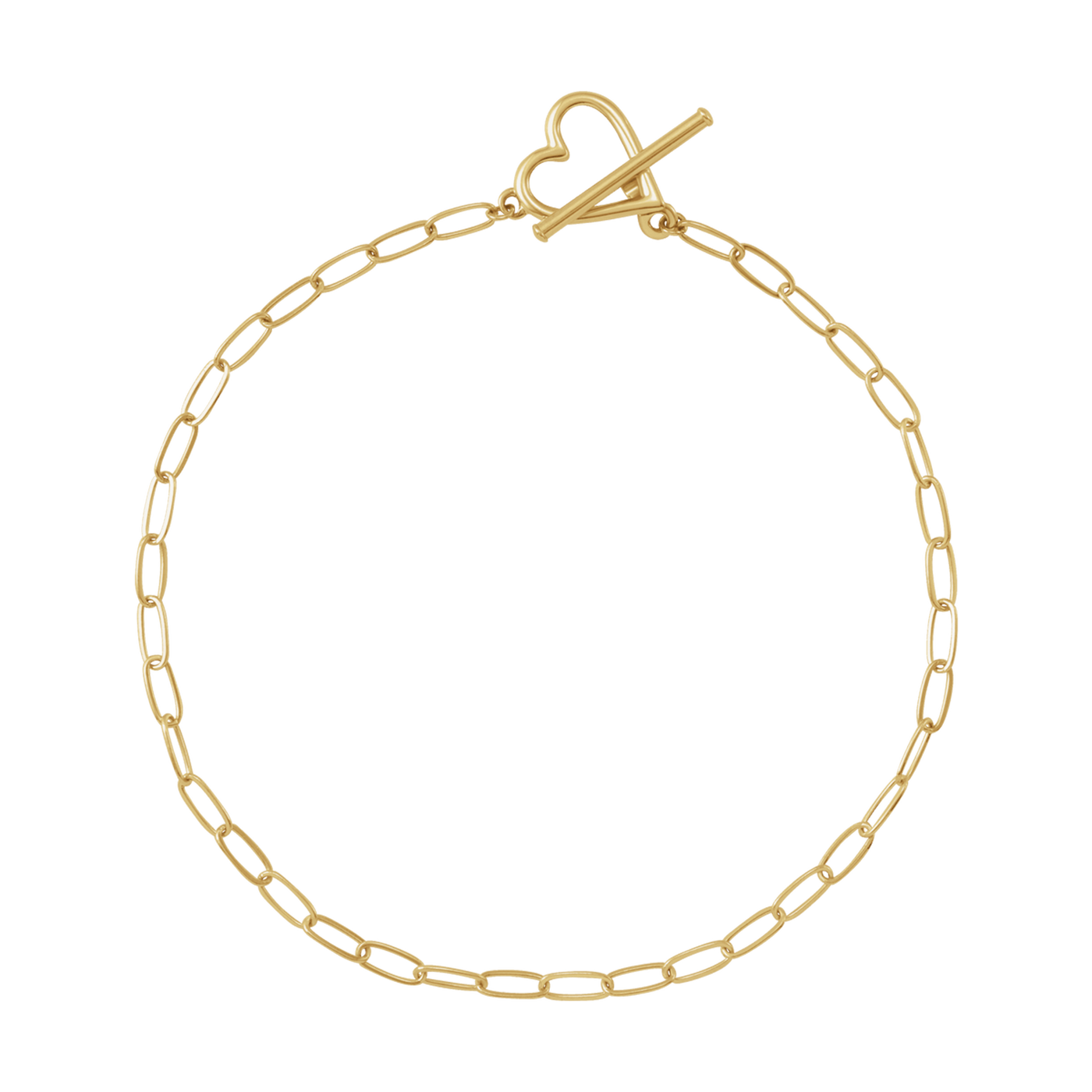 14K Gold Heart & Paperclip Chain 6" Bracelet