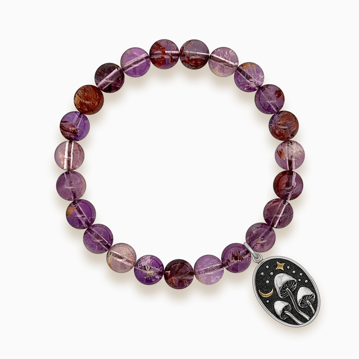 Gemstone Stacker Bracelet With Mushrooms Under Moonlight Charm