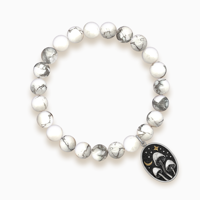 Gemstone Stacker Bracelet With Mushrooms Under Moonlight Charm