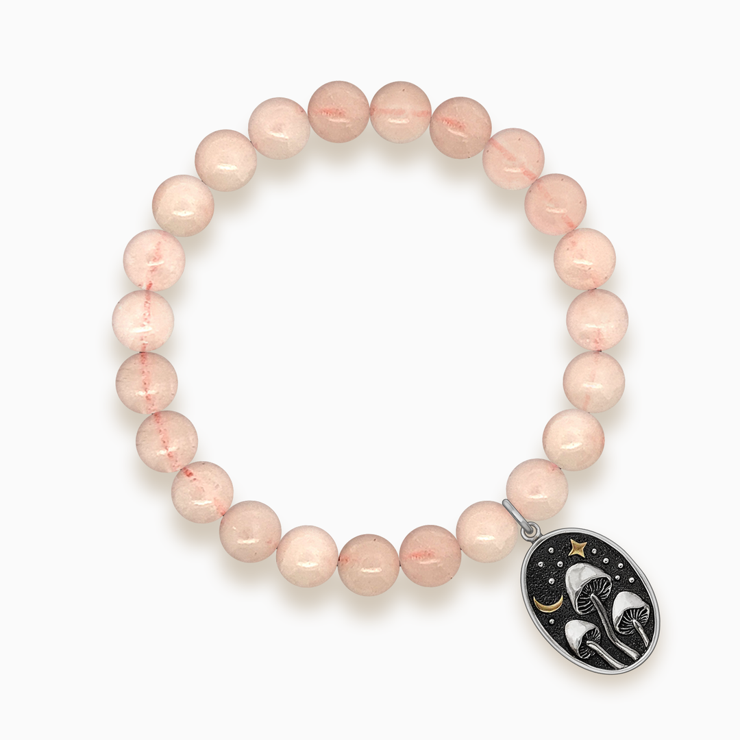 Gemstone Stacker Bracelet With Mushrooms Under Moonlight Charm