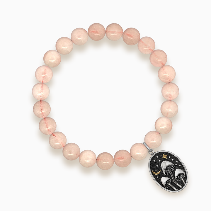 Gemstone Stacker Bracelet With Mushrooms Under Moonlight Charm