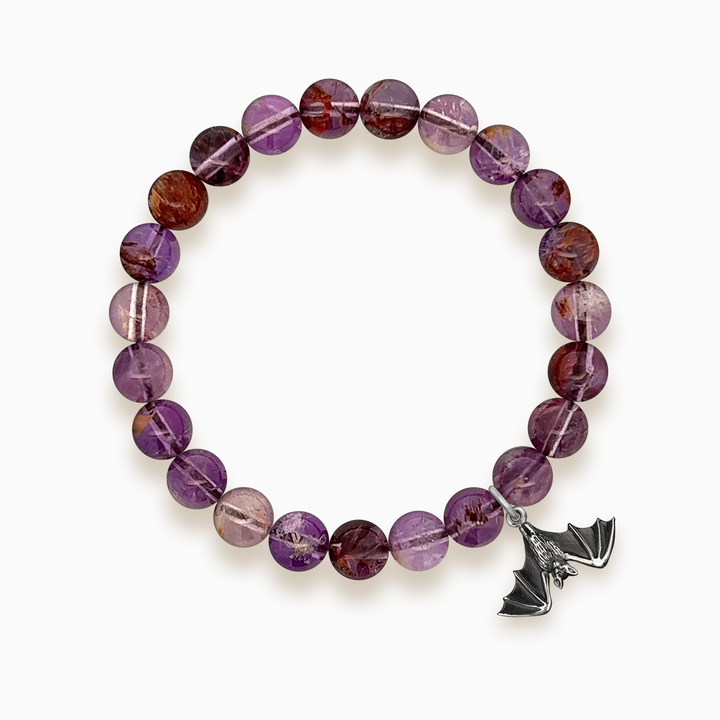 Gemstone Stacker Bracelet With Open Wing Bat