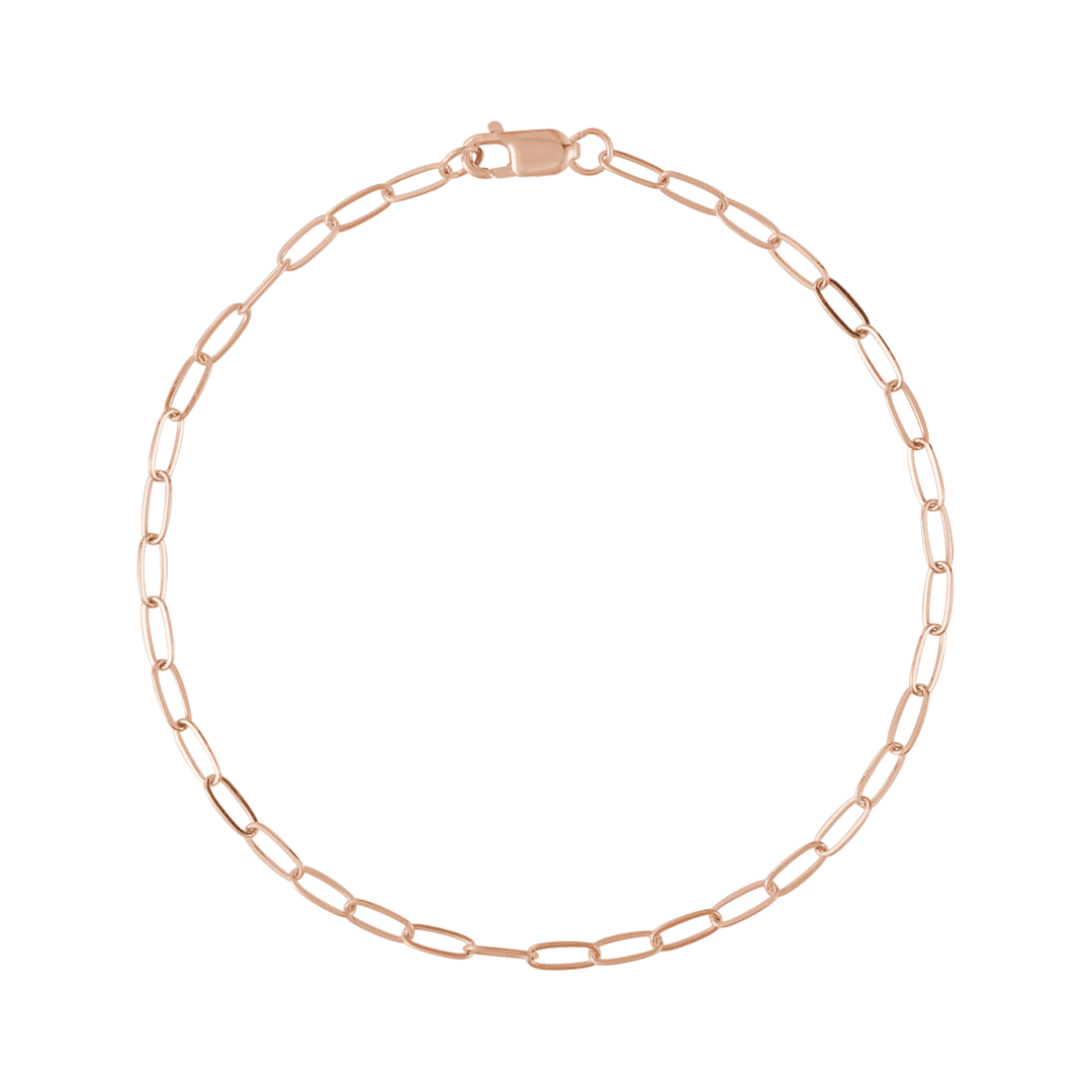 Gold 2mm Paperclip Chain Bracelet