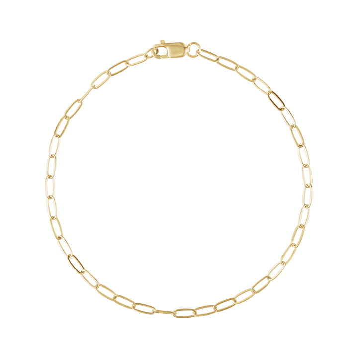 Gold 2mm Paperclip Chain Bracelet