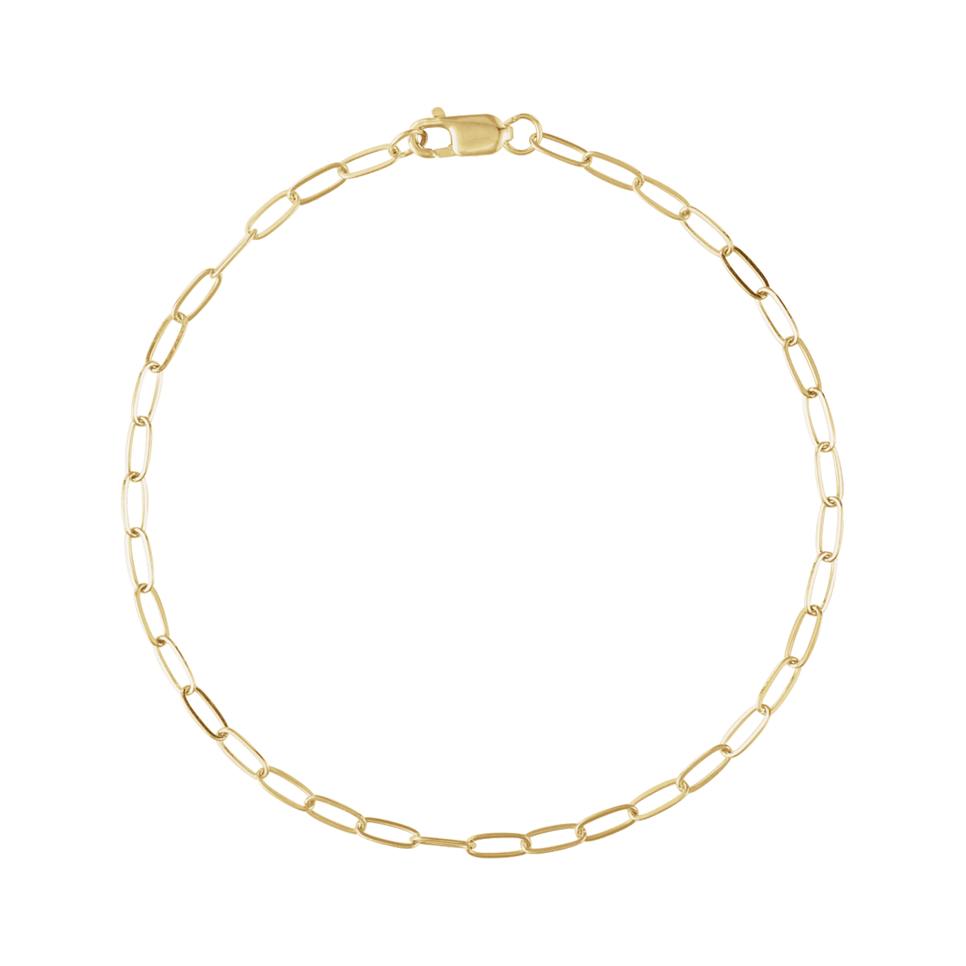 14k Gold 2mm Paperclip Chain Bracelet