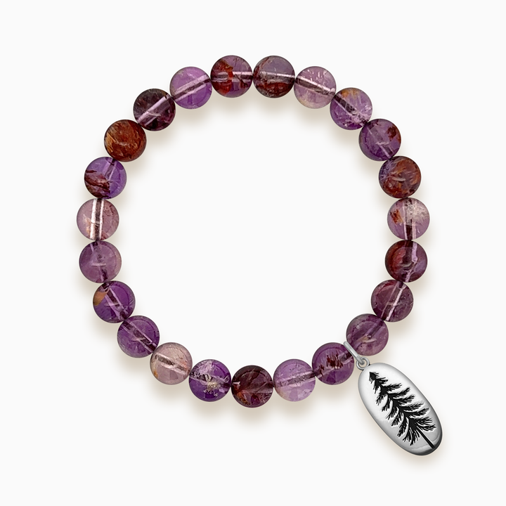 Gemstone Stacker Bracelet With Pine Tree Charm