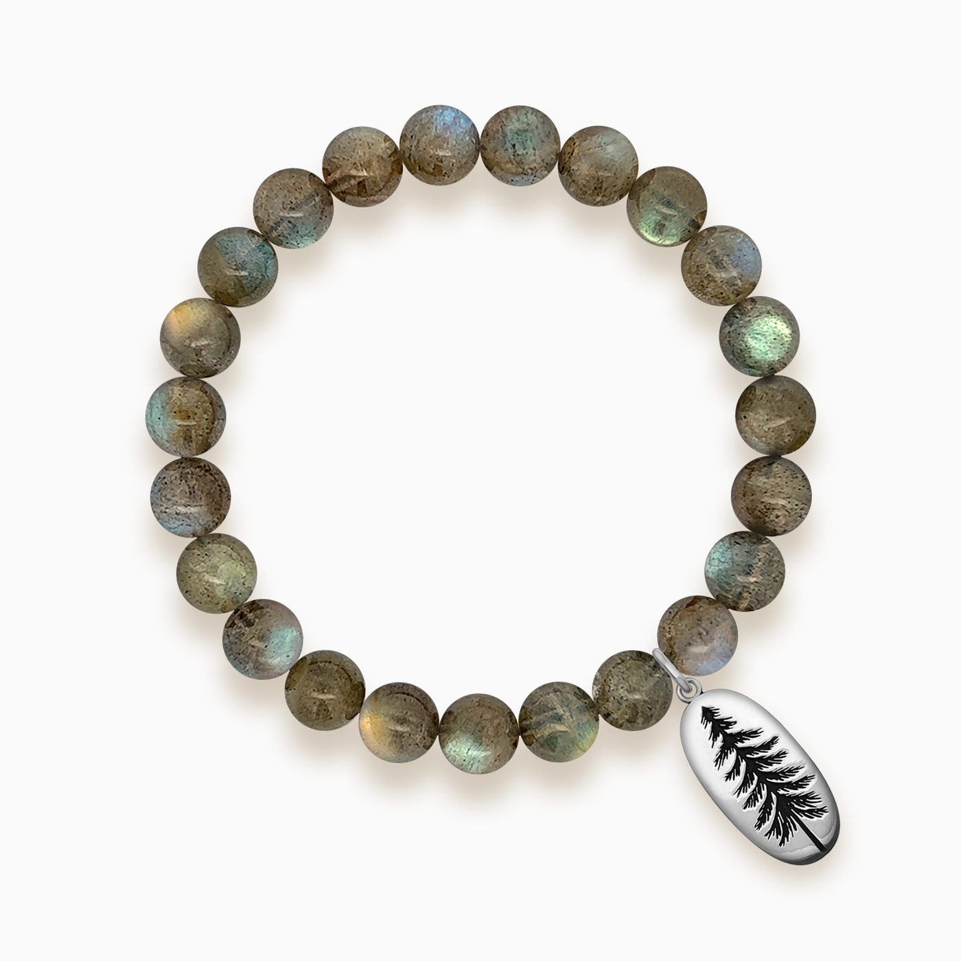 Gemstone Stacker Bracelet With Pine Tree Charm