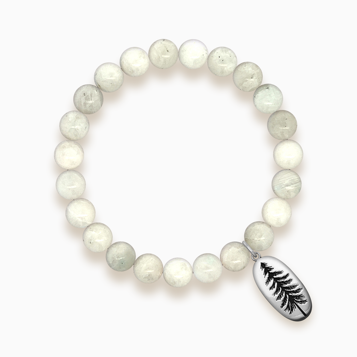 Gemstone Stacker Bracelet With Pine Tree Charm