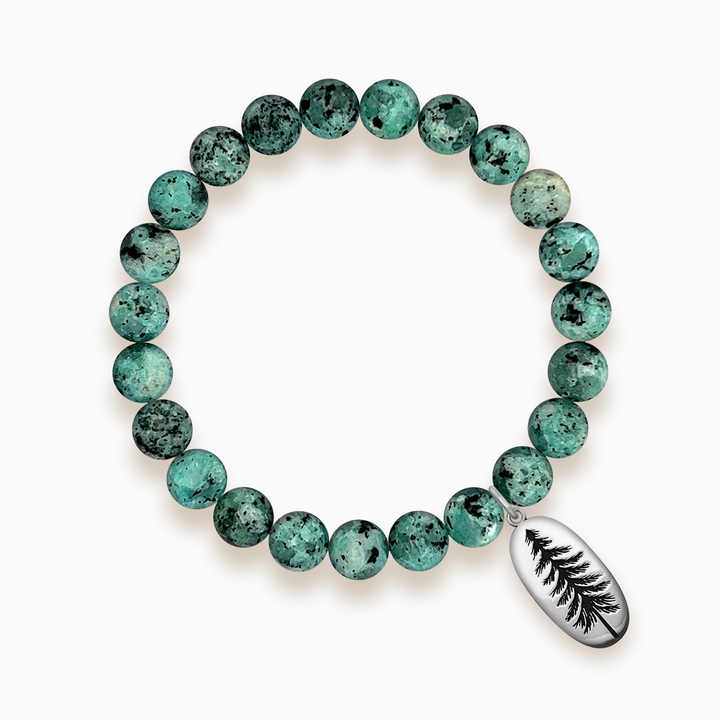 Gemstone Stacker Bracelet With Pine Tree Charm