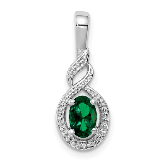 Quincy Pendant - Sterling Silver & Birthstone Diamond Pendant