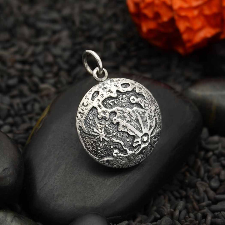 Sterling Silver Full Moon Charm 21x15mm