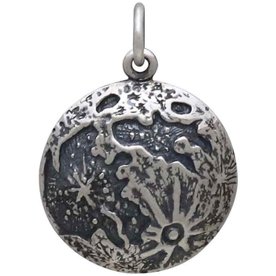 Sterling Silver Full Moon Charm 21x15mm
