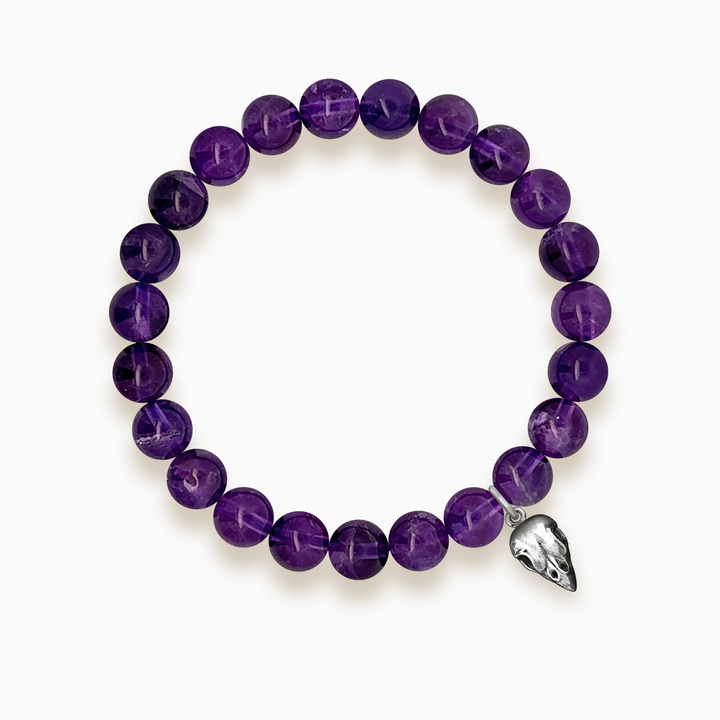 Gemstone Stacker Bracelet With Sparrow Skull