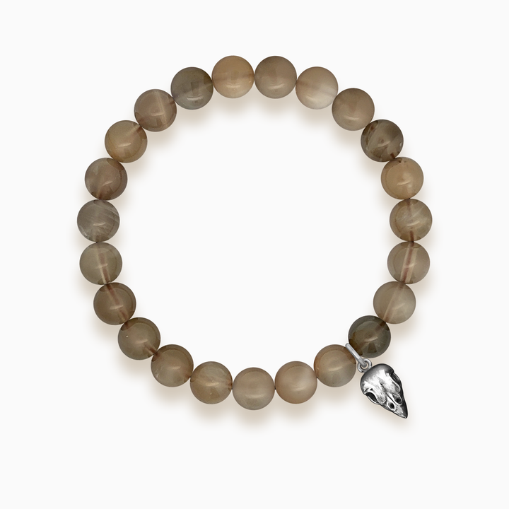 Gemstone Stacker Bracelet With Sparrow Skull