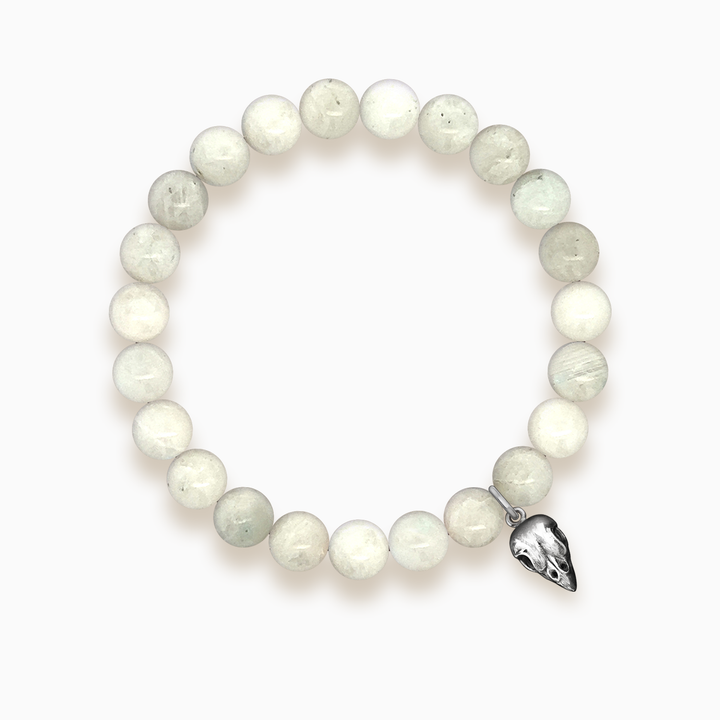 Gemstone Stacker Bracelet With Sparrow Skull