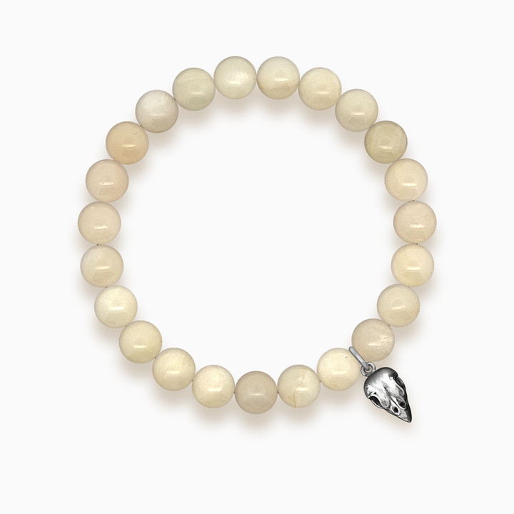 Gemstone Stacker Bracelet With Sparrow Skull